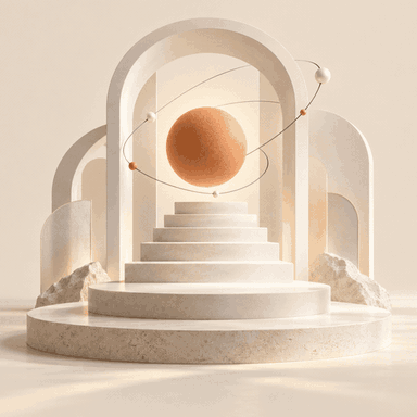 Sculptural arches and ascending steps in the AMAL ONE cream and terracotta palette.